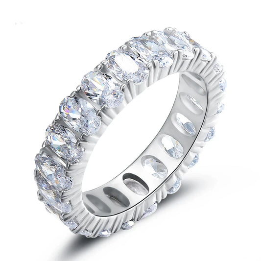 Sterling Silver Cubic Zirconia Eternity Oval Ring