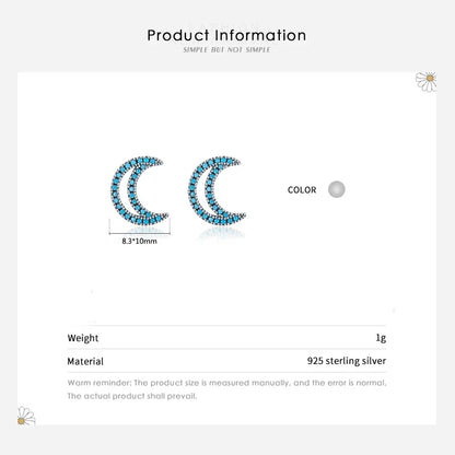 Sterling Silver Moon Stud Earrings