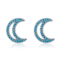 Sterling Silver Moon Stud Earrings