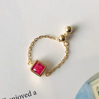 Square Adjustable Chain Ring in 925 Sterling Silver
