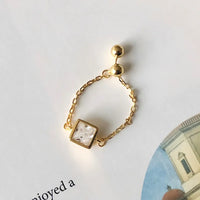 Square Adjustable Chain Ring in 925 Sterling Silver