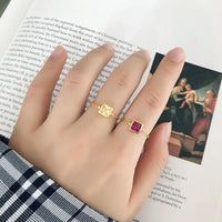 Square Adjustable Chain Ring in 925 Sterling Silver