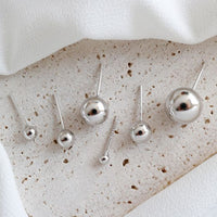 Smooth Round Bead 925 Sterling Silver Stud Earrings