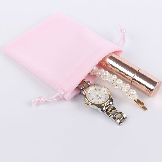 Velvet Jewelry Pouch, Pink or Grey