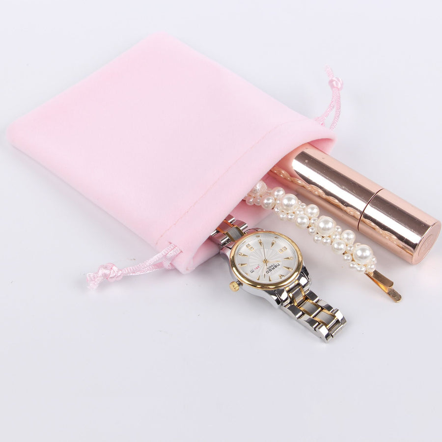 Velvet Jewelry Pouch, Pink or Grey