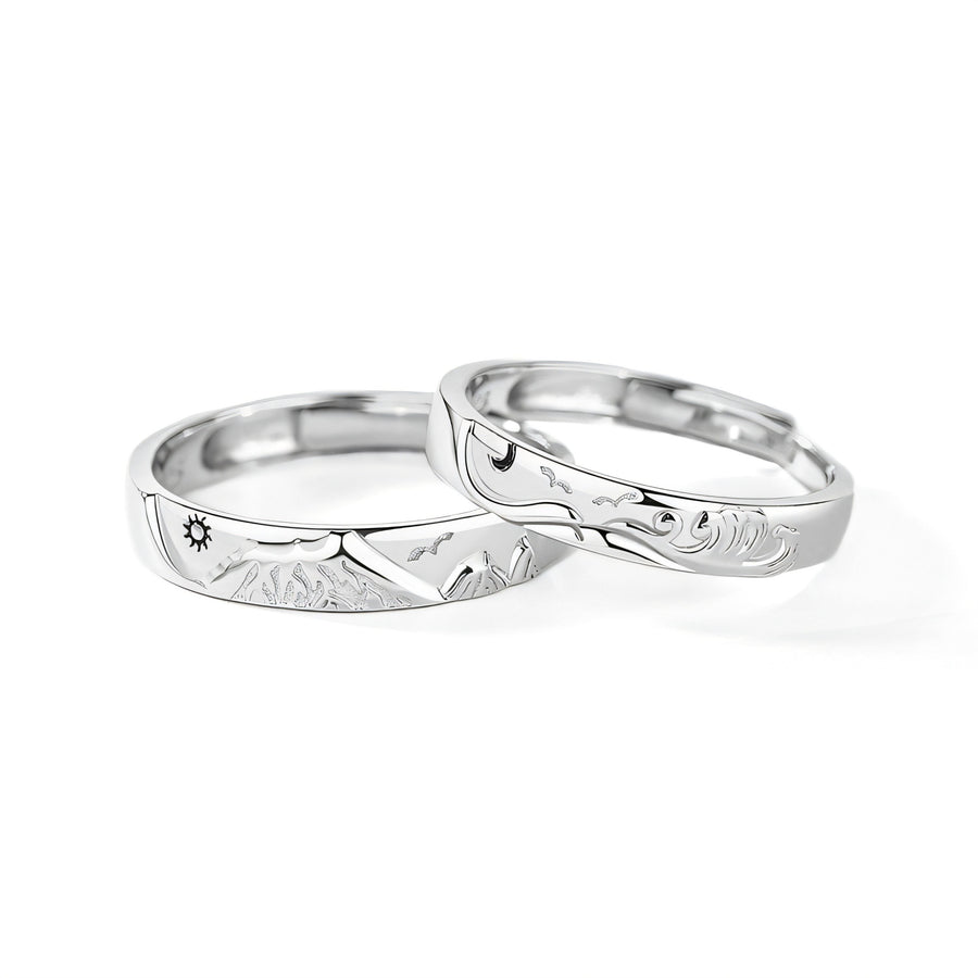 Mountain Oath Minimalist 925 Sterling Adjustable Couple Rings