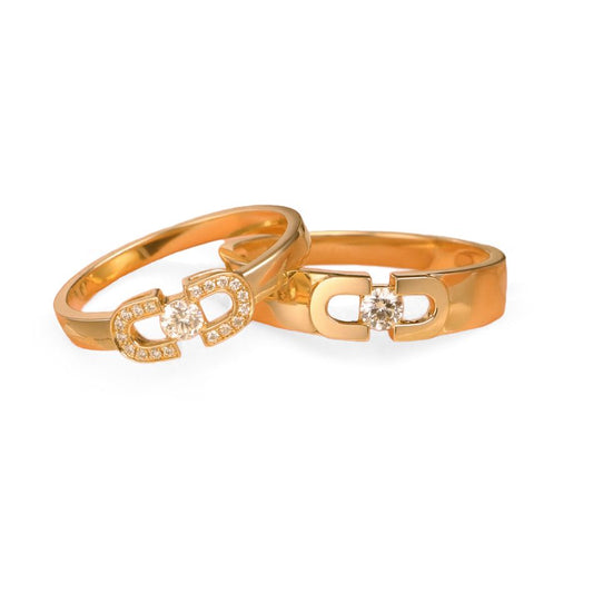 Chic Rose Gold Moissanite Couple Engagement Rings