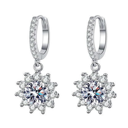 Sterling Silver Cubic Zirconia Snowflake Drop Earrings