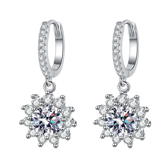 Sterling Silver Cubic Zirconia Snowflake Drop Earrings