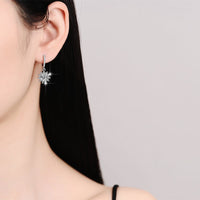 Sterling Silver Cubic Zirconia Snowflake Drop Earrings