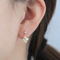14k Gold Plated Sterling Silver Flower Dangle Earrings