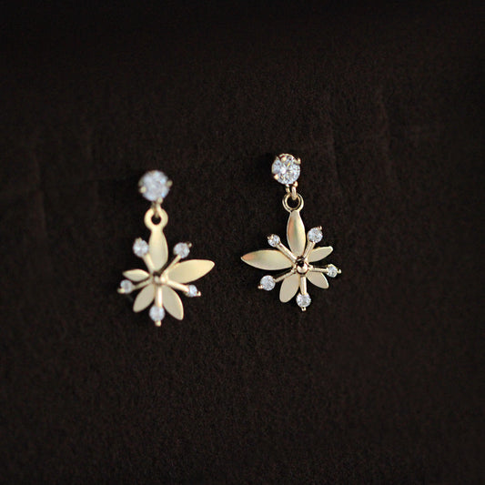14k Gold Plated Sterling Silver Flower Dangle Earrings