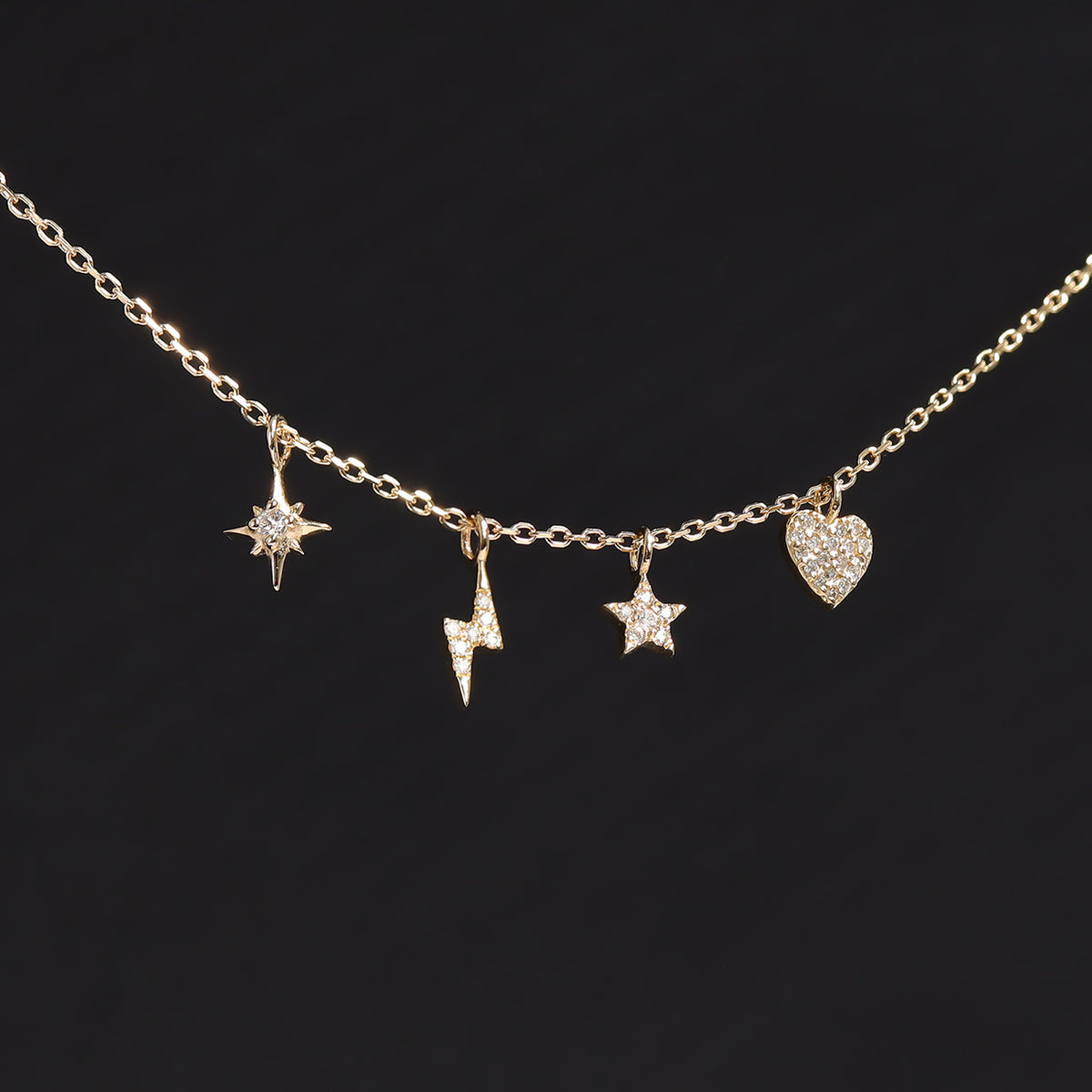 14K Solid Gold Diamond Star Charm