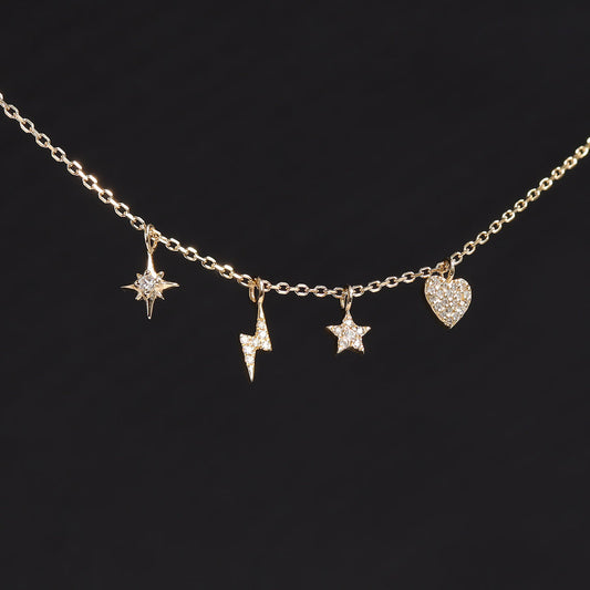 14K Solid Gold Diamond Star Charm