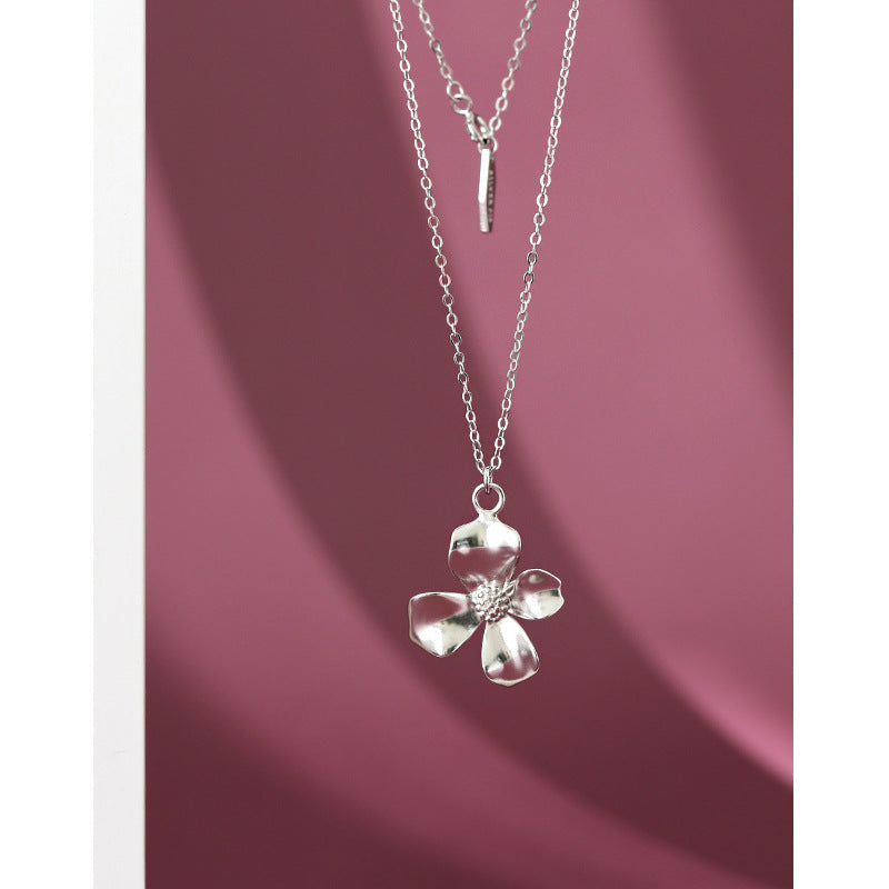 Sterling Silver Flower Pendant Necklace