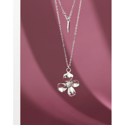 Sterling Silver Flower Pendant Necklace