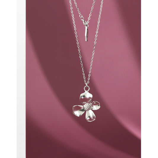 Sterling Silver Flower Pendant Necklace