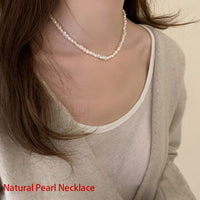 Natural Pearl Necklace and Bracelet Set