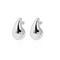 Middle Drop Water S999 Sterling Silver Stud Earrings