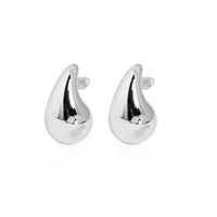 Middle Drop Water S999 Sterling Silver Stud Earrings