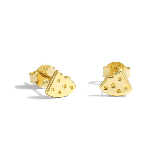 Bited Cheese 925 Sterling Silver Stud Earrings