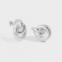 Three Circles Knot Cross Stud Earrings in 925 Sterling Silver