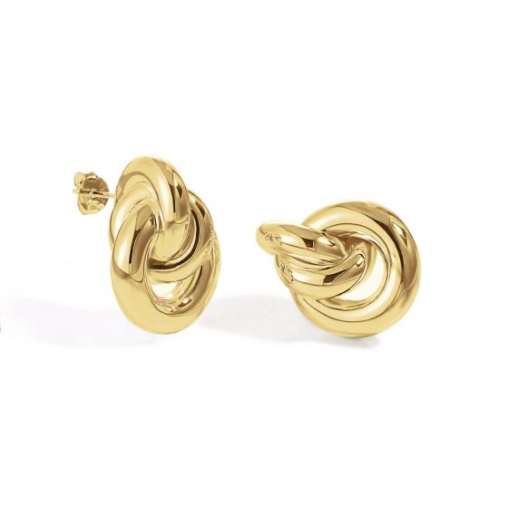 Three Circles Knot Cross Stud Earrings in 925 Sterling Silver