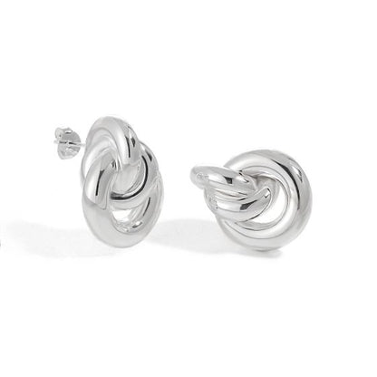Three Circles Knot Cross Stud Earrings in 925 Sterling Silver