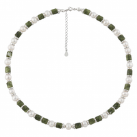 Emerald Column Pearl Necklace in 925 Sterling Silver