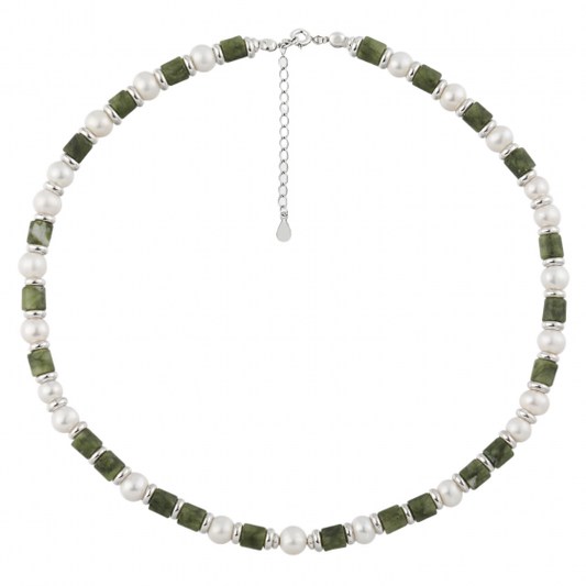 Emerald Column Pearl Necklace in 925 Sterling Silver