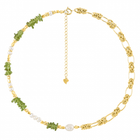 Baroque Pearl and Peridot 925 Sterling Silver Necklace