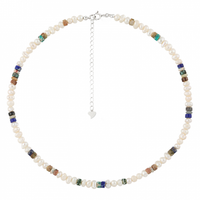 Resort Wind Natural Pearl Necklace, 925 Sterling Silver