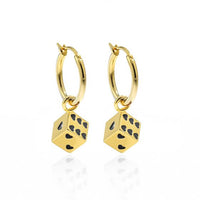 Red Heart Cubic Dice Dangling Earrings in 925 Sterling Silver