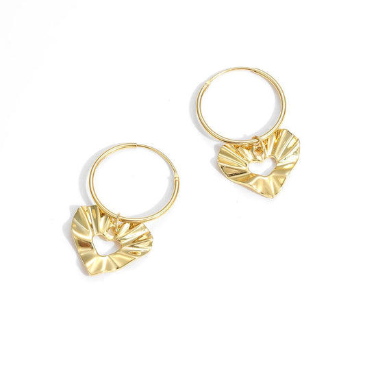 Heart Wave 925 Sterling Silver Hoop Earrings