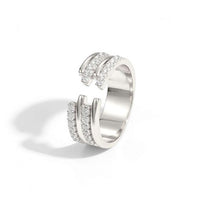Crystal Jagged Geometry Adjustable Ring