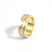 Crystal Jagged Geometry Adjustable Ring