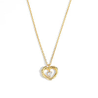 Dancing Crystal Hollow Heart 925 Sterling Silver Necklace