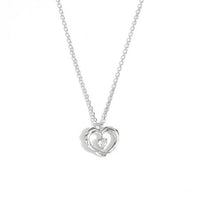 Dancing Crystal Hollow Heart 925 Sterling Silver Necklace