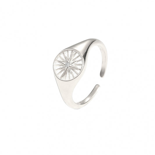 CZ Sun Shine Sterling Silver Adjustable Ring