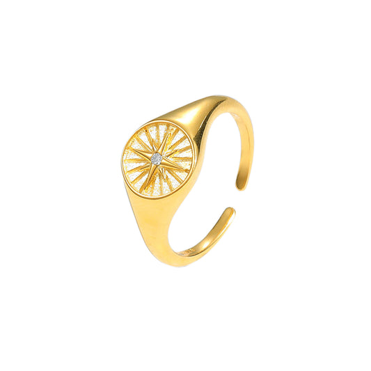 CZ Sun Shine Sterling Silver Adjustable Ring