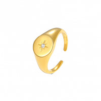 Sun and Stars Crystal Adjustable Ring, 925 Sterling Silver