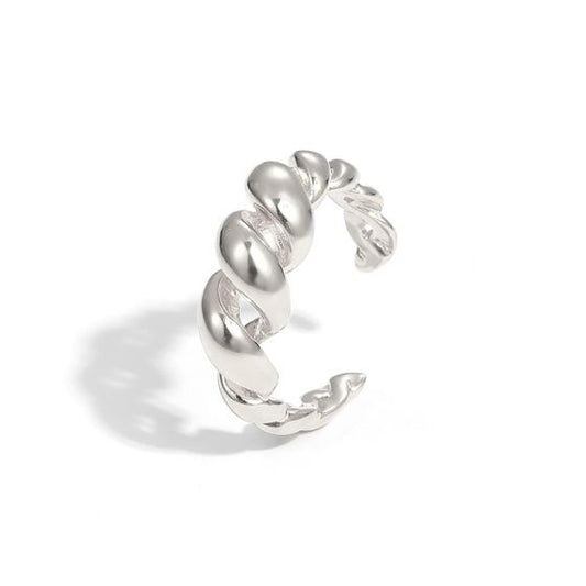 Hollow Twisted Rope Adjustable 925 Sterling Silver Ring