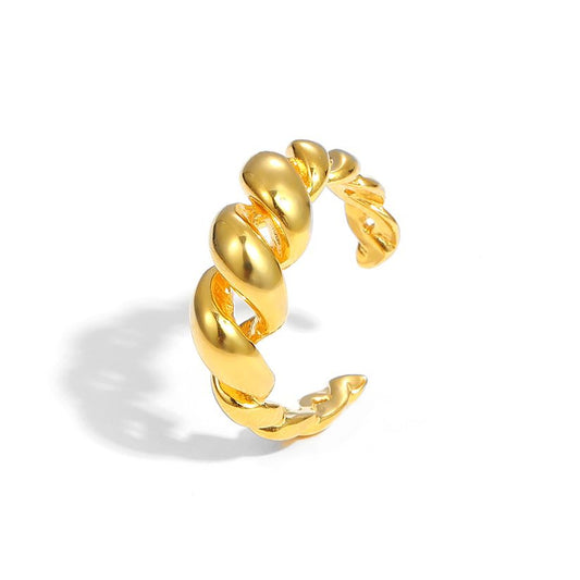 Hollow Twisted Rope Adjustable 925 Sterling Silver Ring