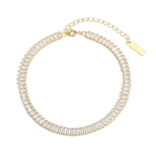 Elegant Rectangle CZ Geometry Bracelet & Anklet