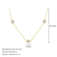 Crystal Floral Pendant Necklace, 925 Sterling Silver