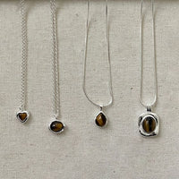 Natural Amber Waterdrop Heart Necklace in 925 Sterling Silver