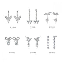 Crystal Butterfly Bow-Knot Sterling Silver Dangling Earrings