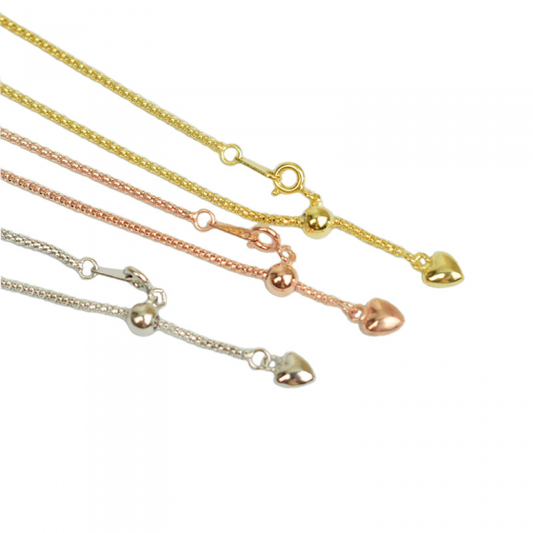 Adjustable 925 Sterling Silver Popcorn Chain Necklace