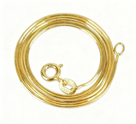 8-Sided Snake Chain Necklace in 18K Yellow Gold Plating on 925 Sterling Silver