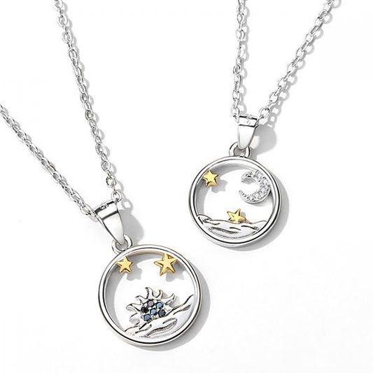 Moon Star Sun Pendant Couple Necklaces